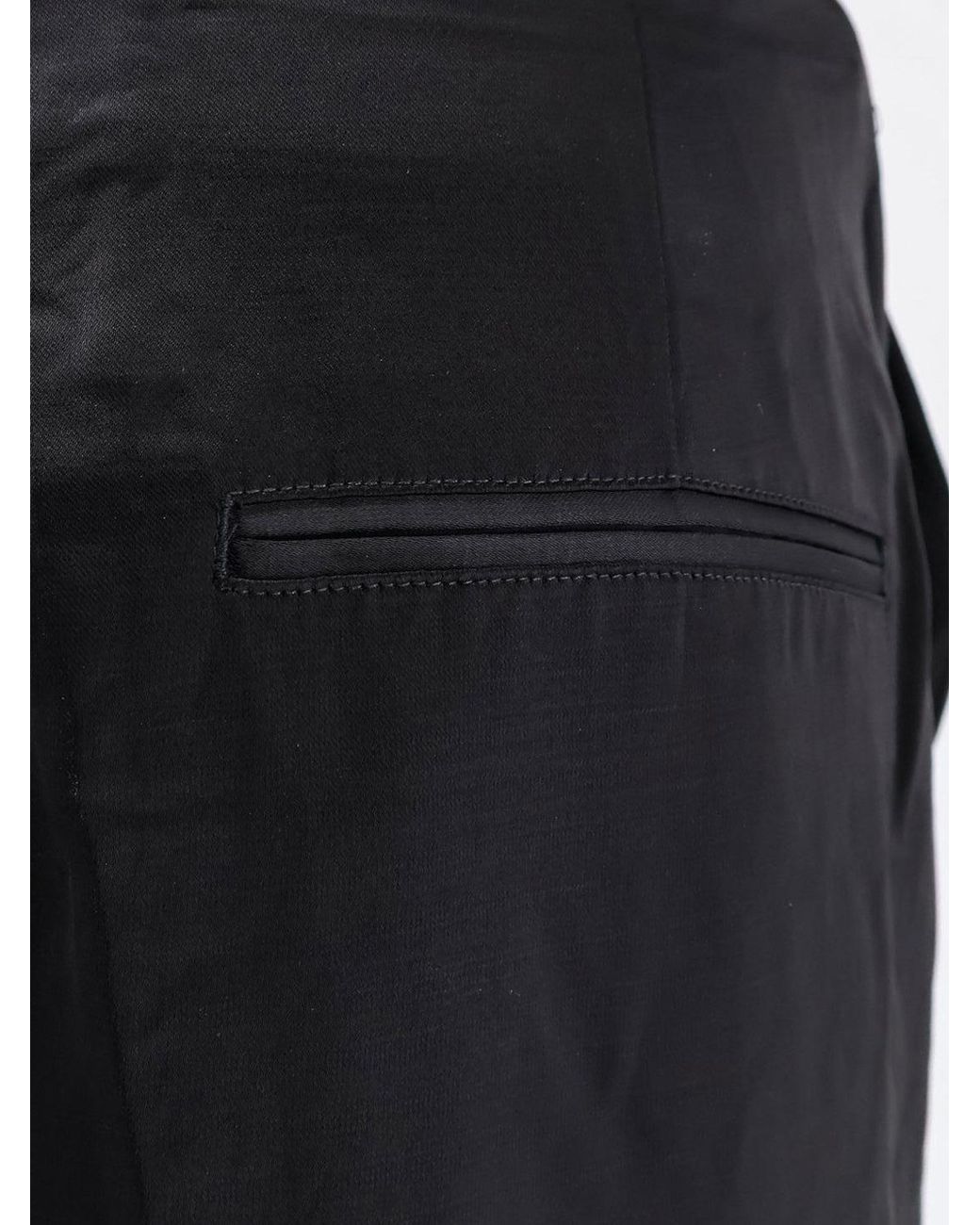Totême Black Easy Raw Edge Viscose And Linen Trousers