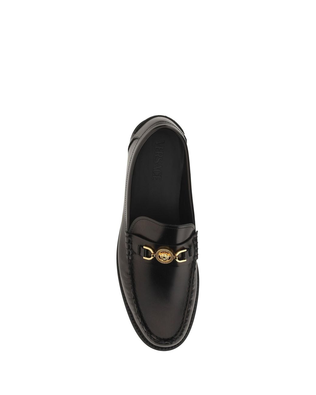 Versace Black Leather Loafers for men