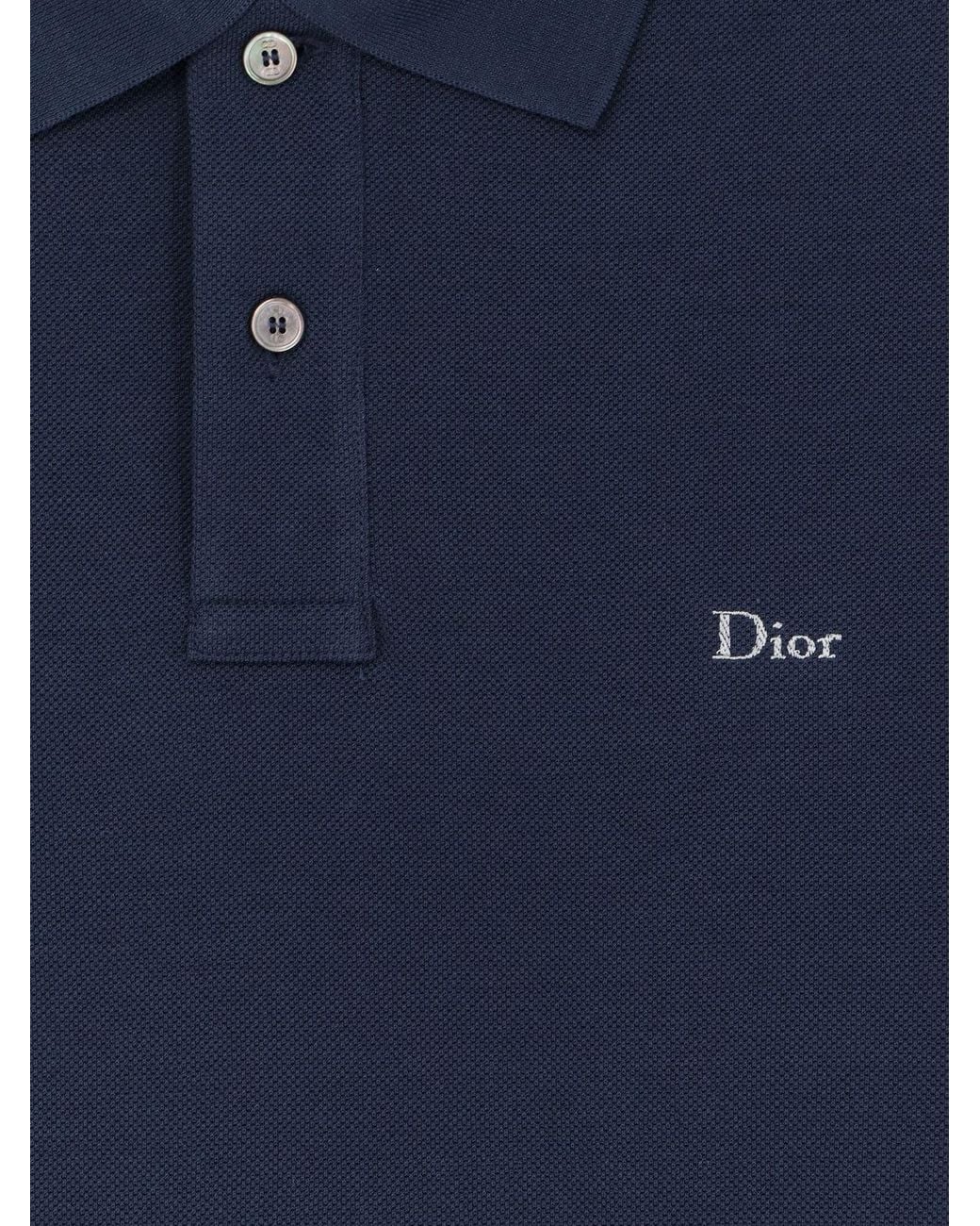 Dior Blue Cotton Polo Shirt for men