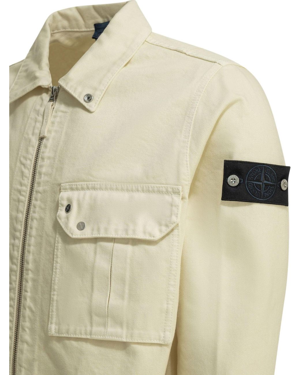 World Class Fashion Natural Stone Island Zippered Overshirt Jacket for men