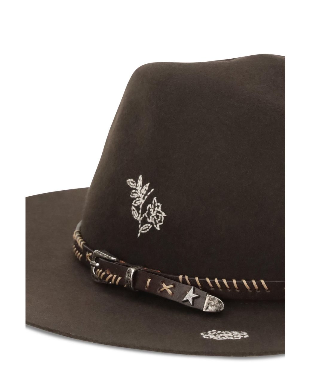 Golden Goose Deluxe Brand White Embroidered Wool Fedora