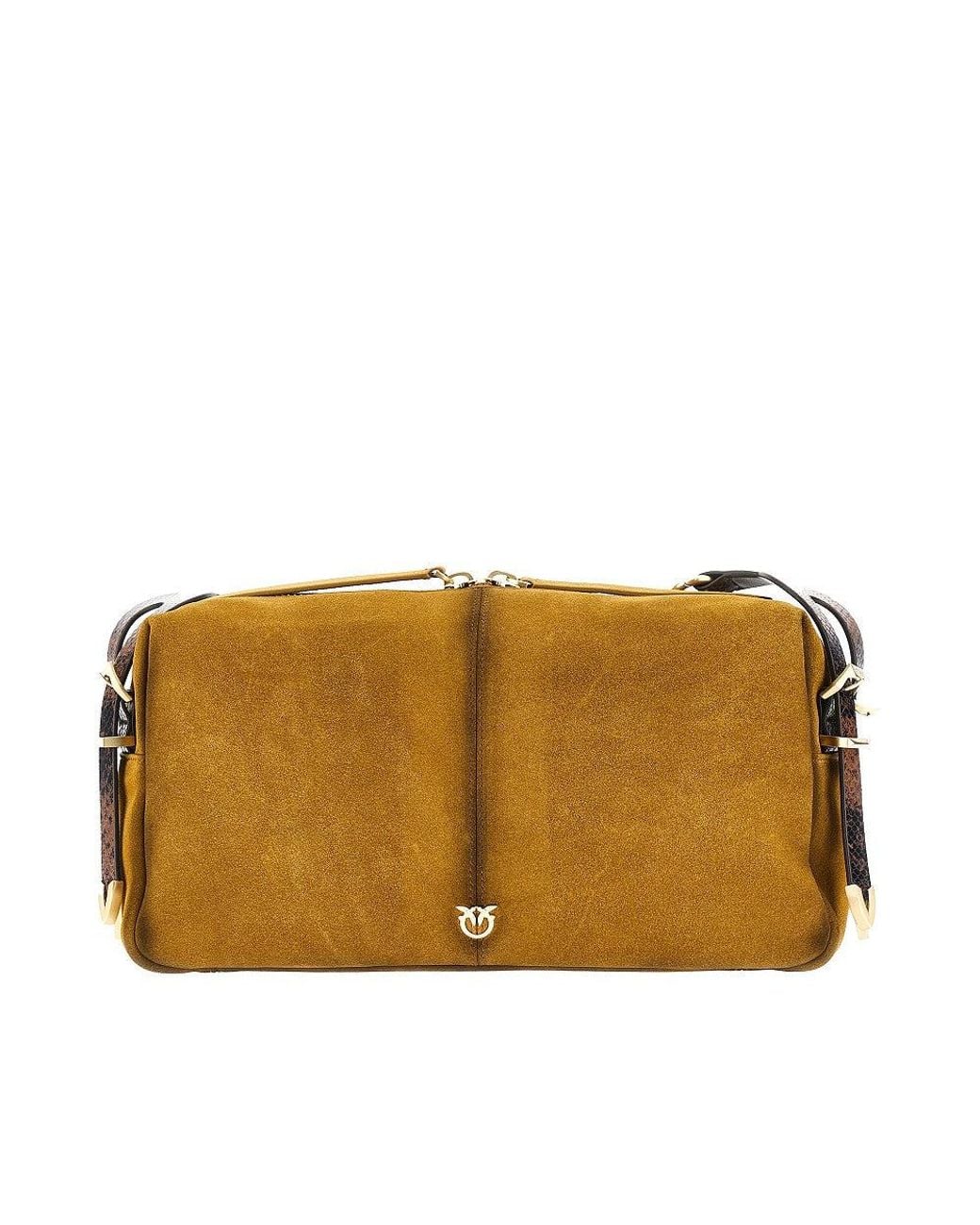 Pinko Brown Suede Leather Medium 'Keeper' Shoulder Bag