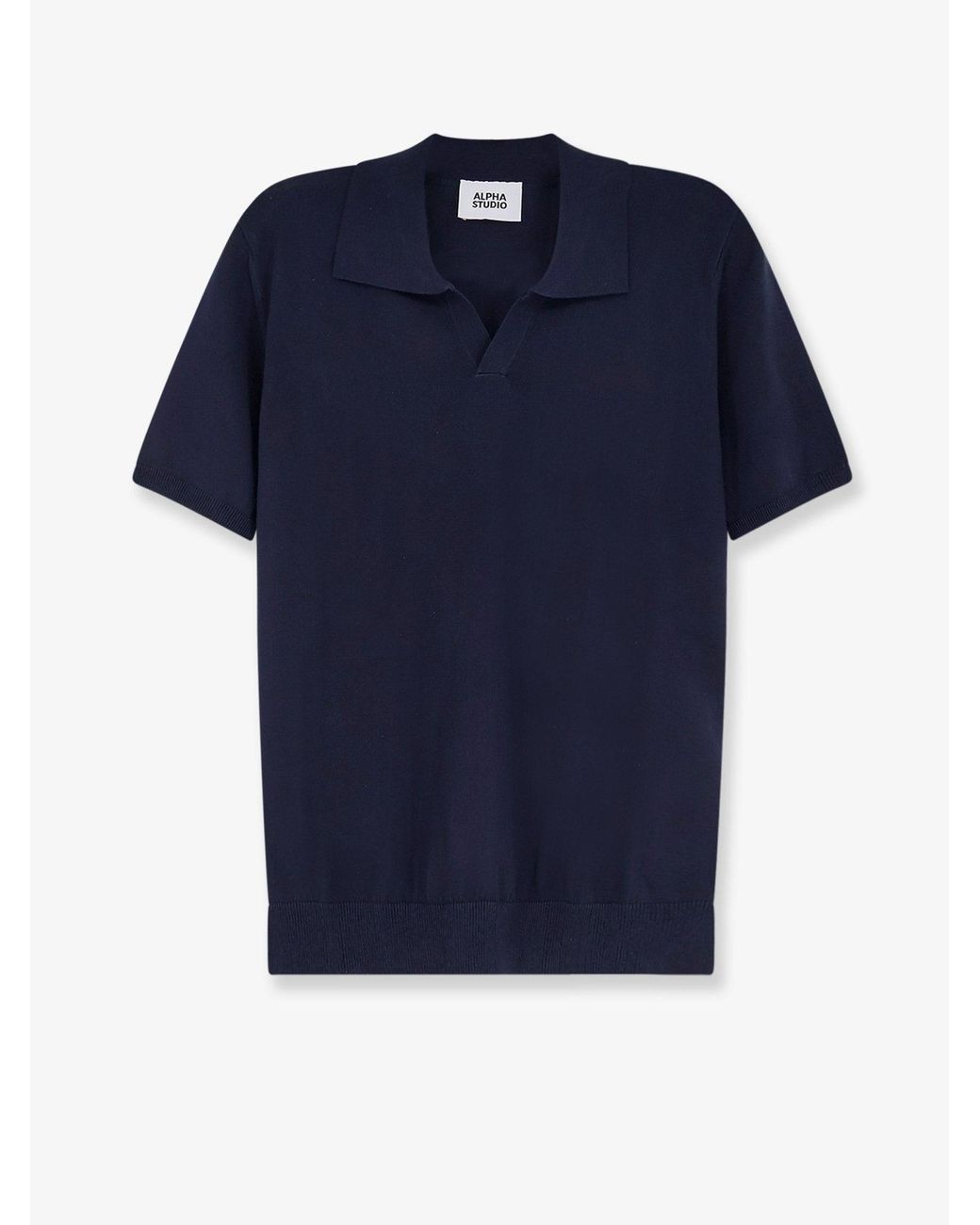 Alpha Studio Blue Cotton Polo for men