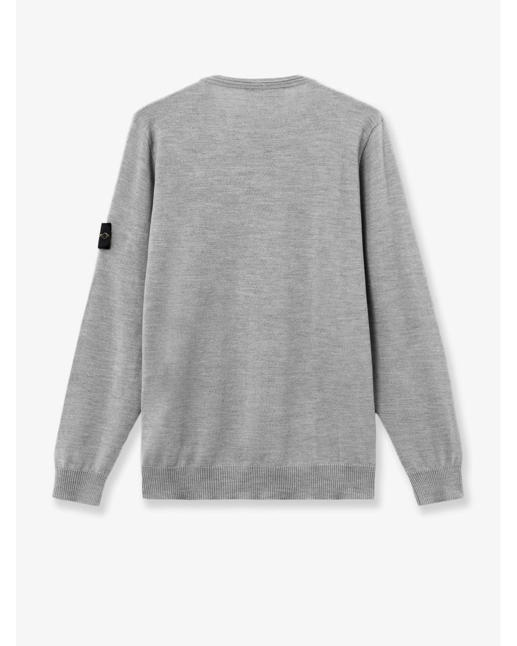 Stone Island Gray Wool Sweater With Side Logo Patch for men