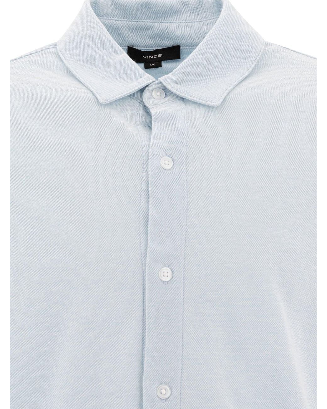 Vince White Cotton Pique Shirt for men