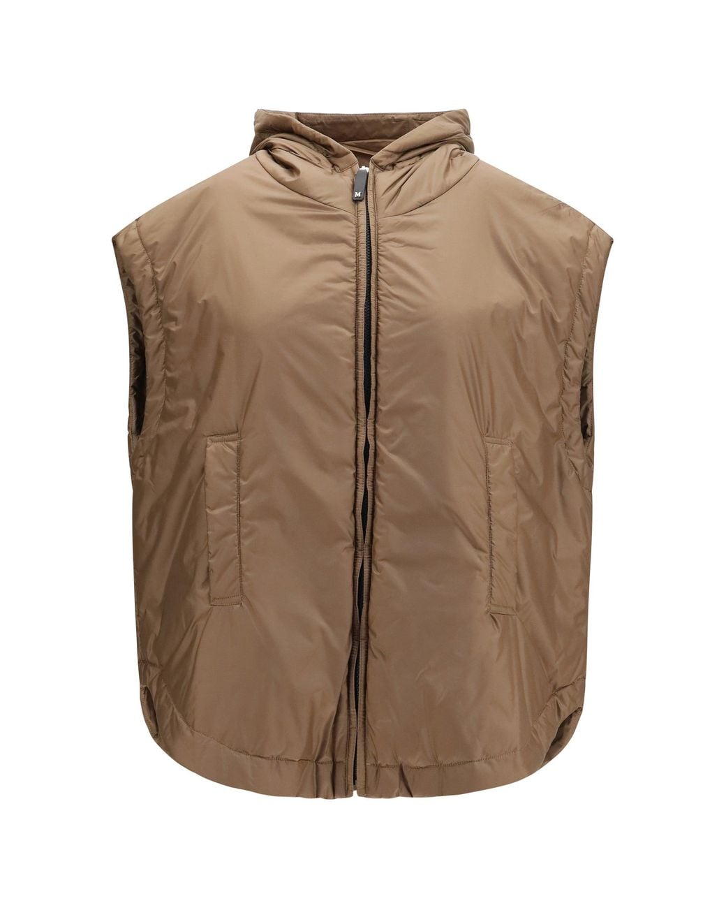Max Mara Brown Hooded Padded Vest