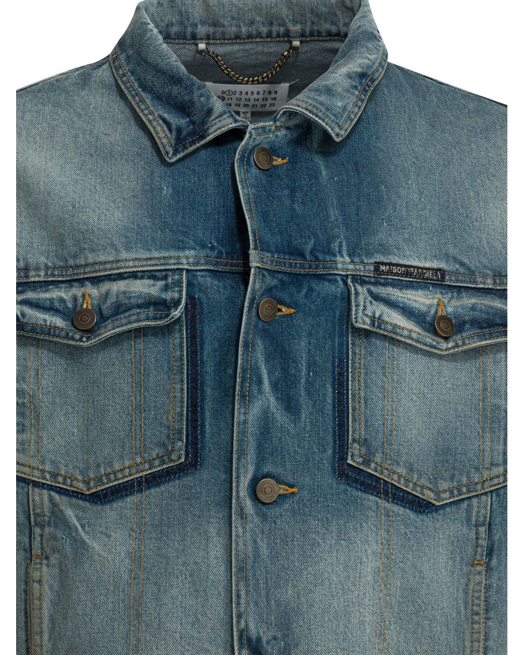 Maison Margiela Blue Worn Denim Efect Jacket for men