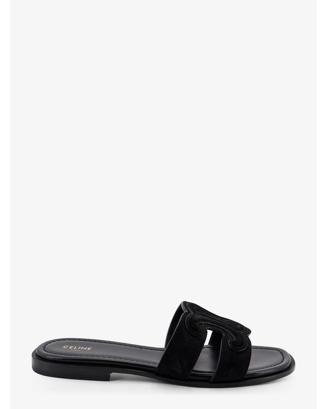 Céline Black Marina Suede Sandals With Triomphe Logo
