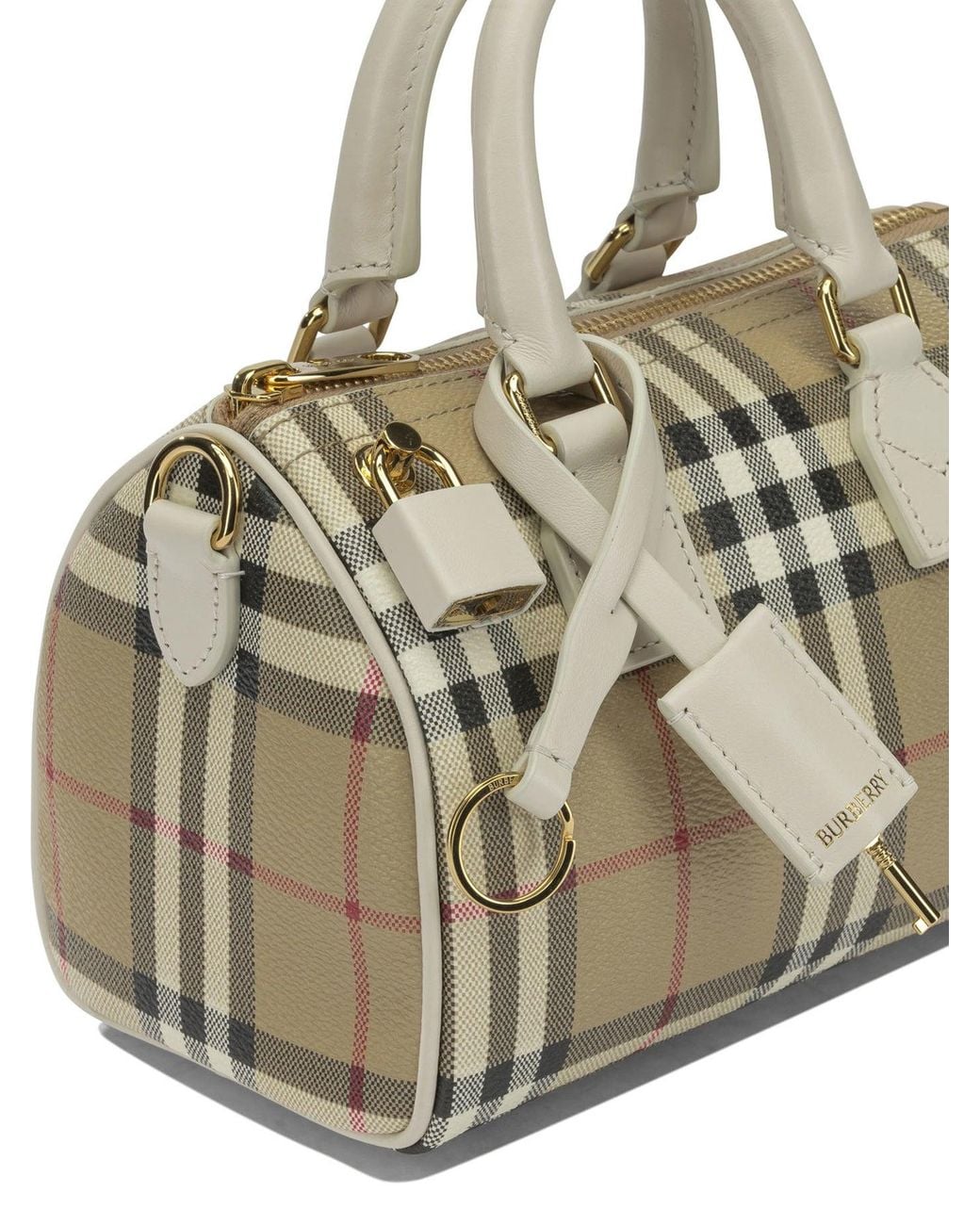 Burberry Metallic "Bowling Mini Check" Small Hand Bag
