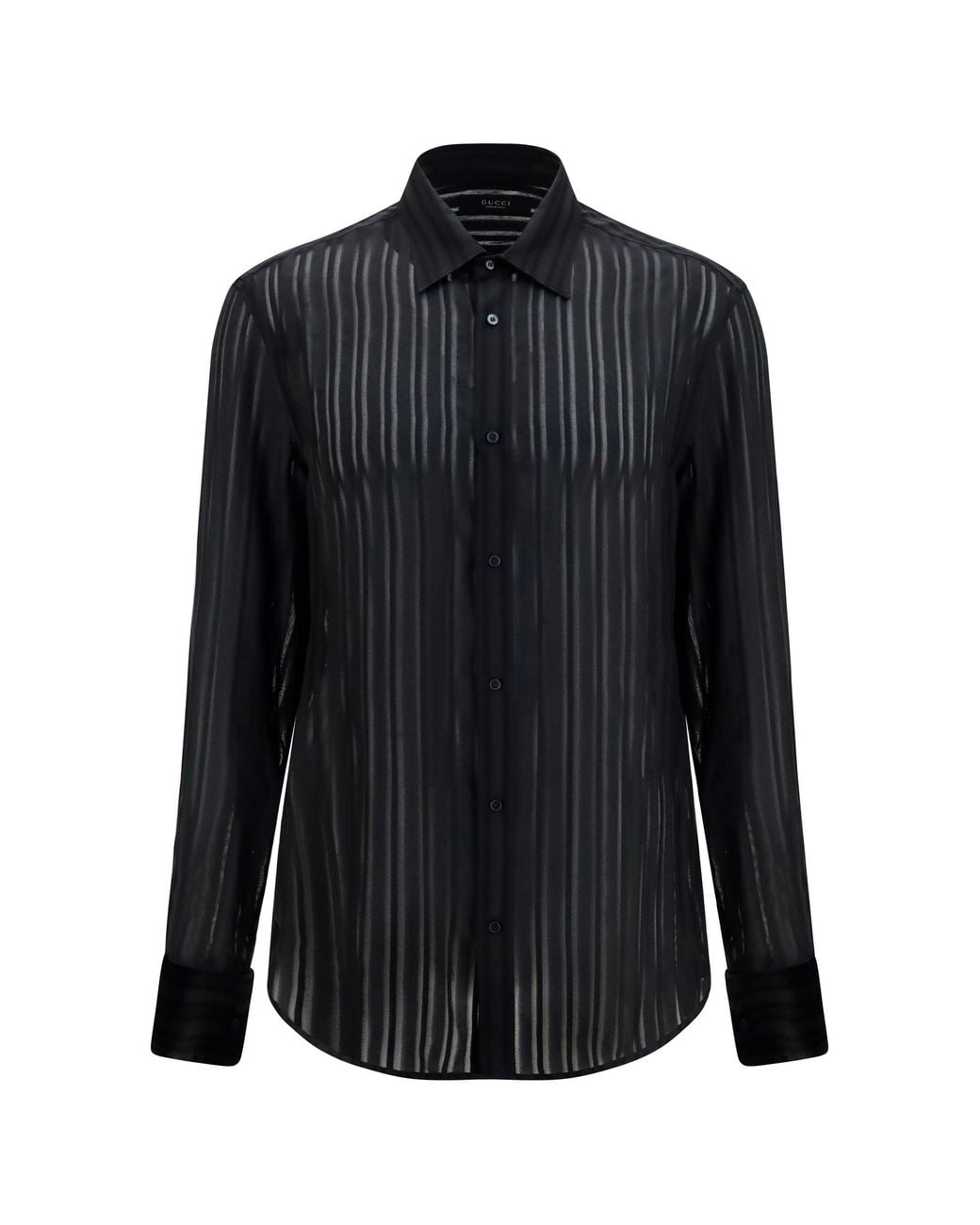 Gucci Blue Striped Silk Gauze Shirt for men