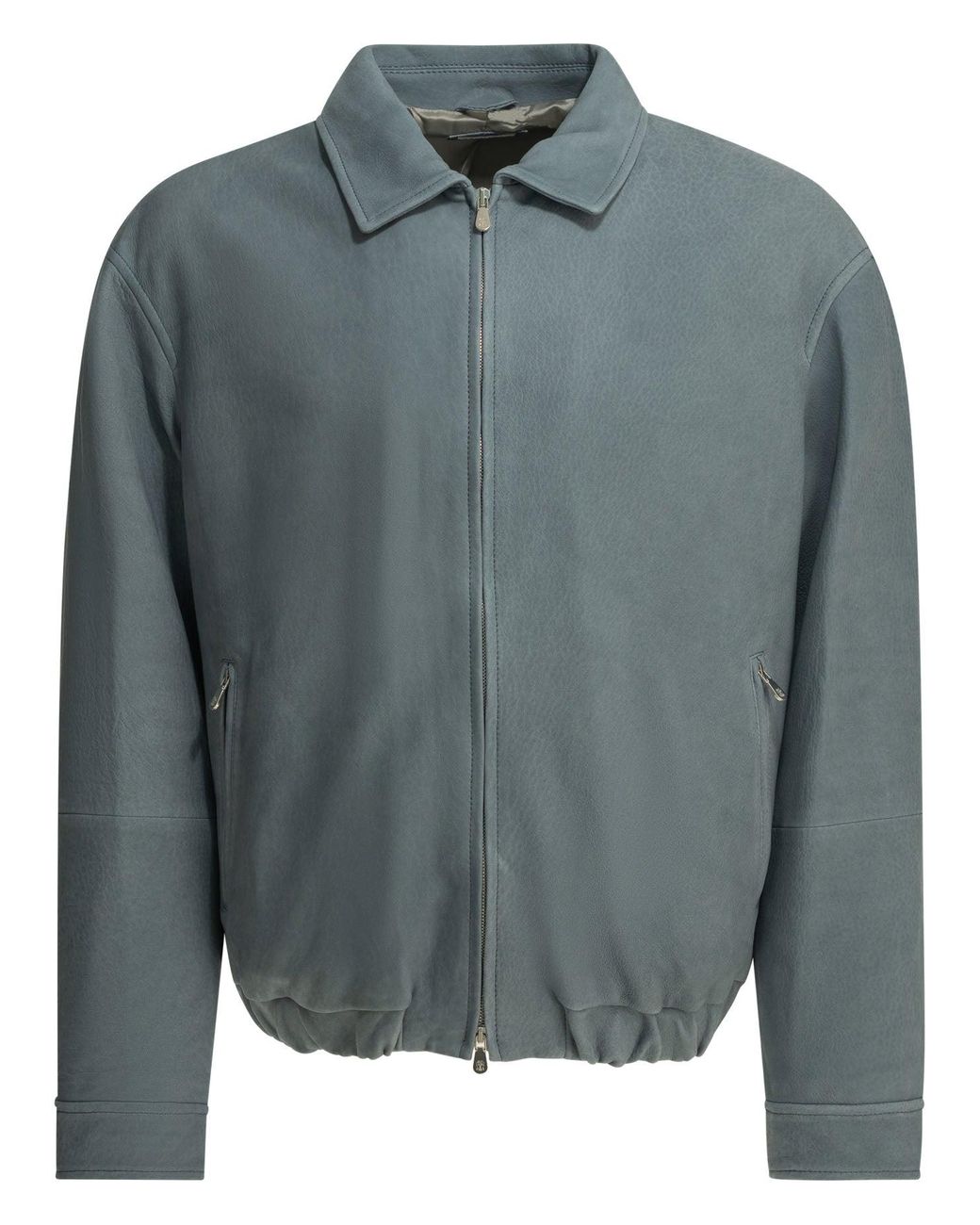 Brunello Cucinelli Gray Nubuck Leather Jacket Light