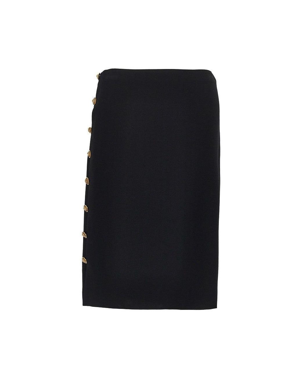 Versace Black Stretch Viscose Skirt With Medusa Buttons