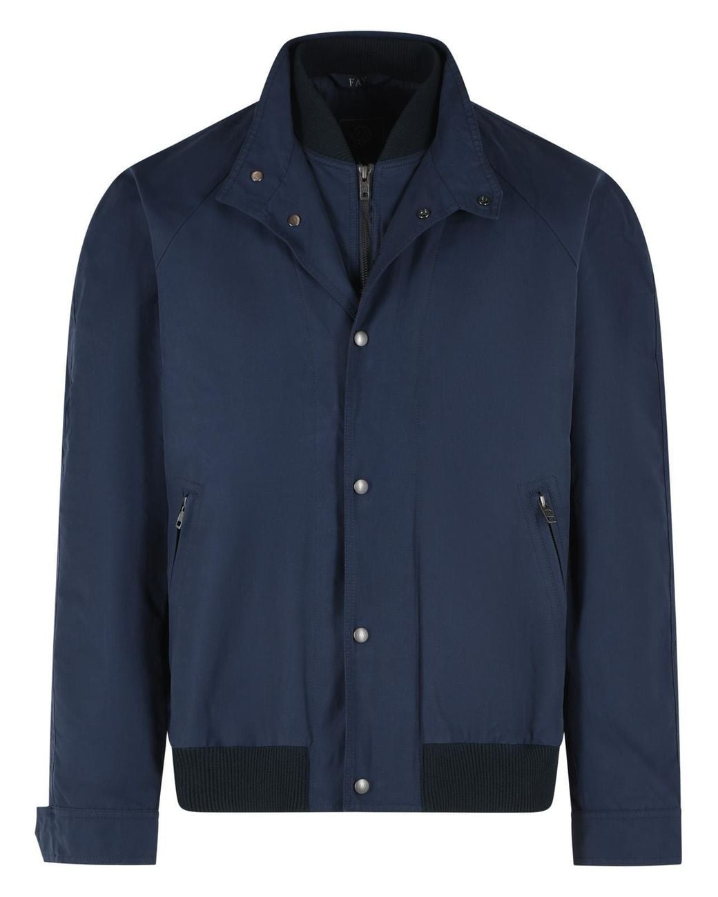Fay Blue Cotton And Nylon Faille Bomber Jacket for men