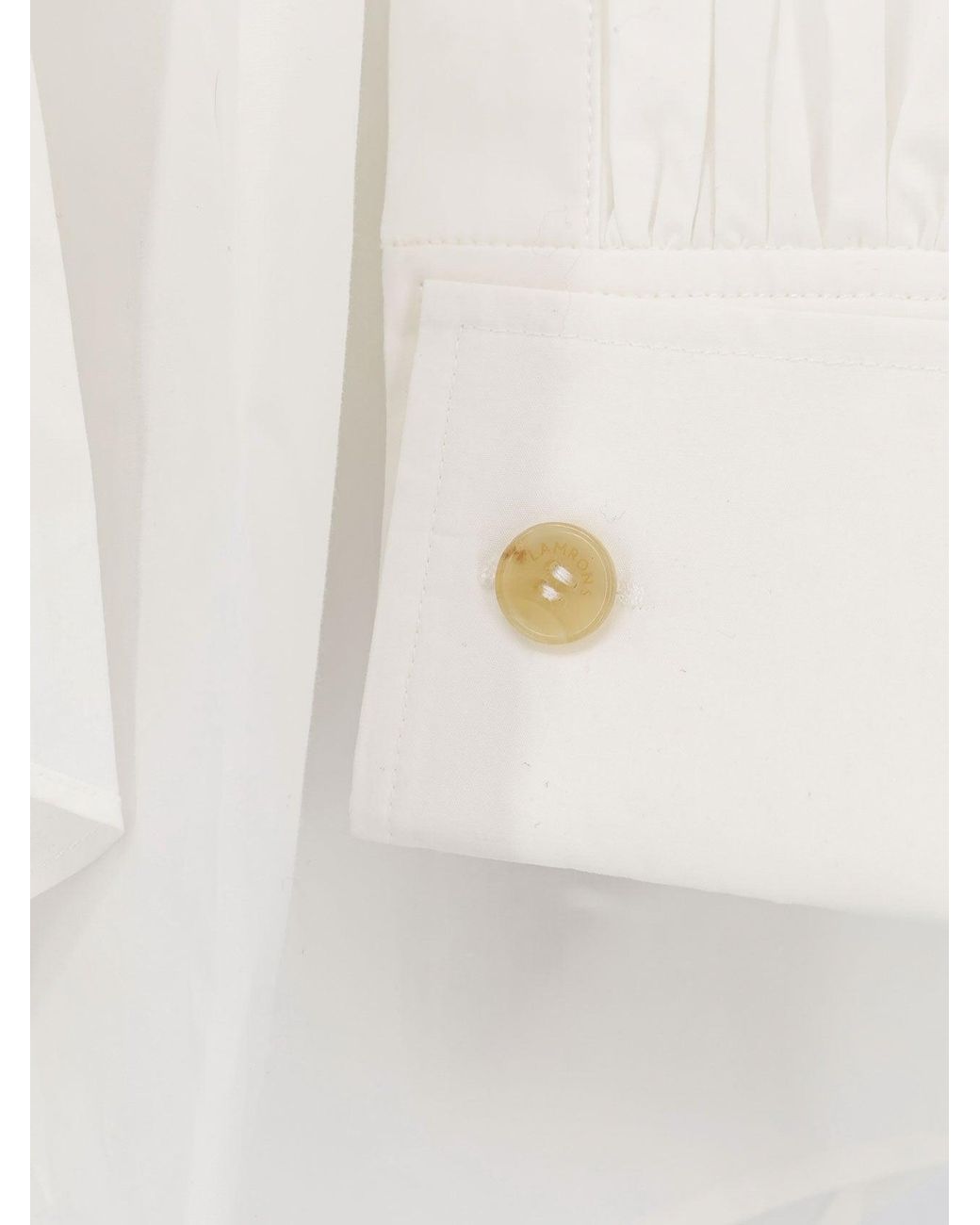 LAMRONS White Shirt With Knot Detail Cotton