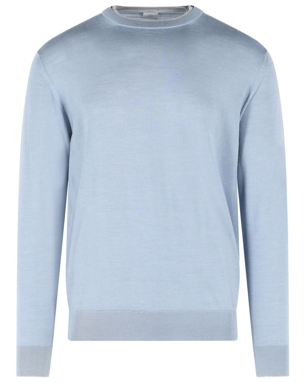 Eleventy Blue Light Wool And Silk Yarn Sweater for men