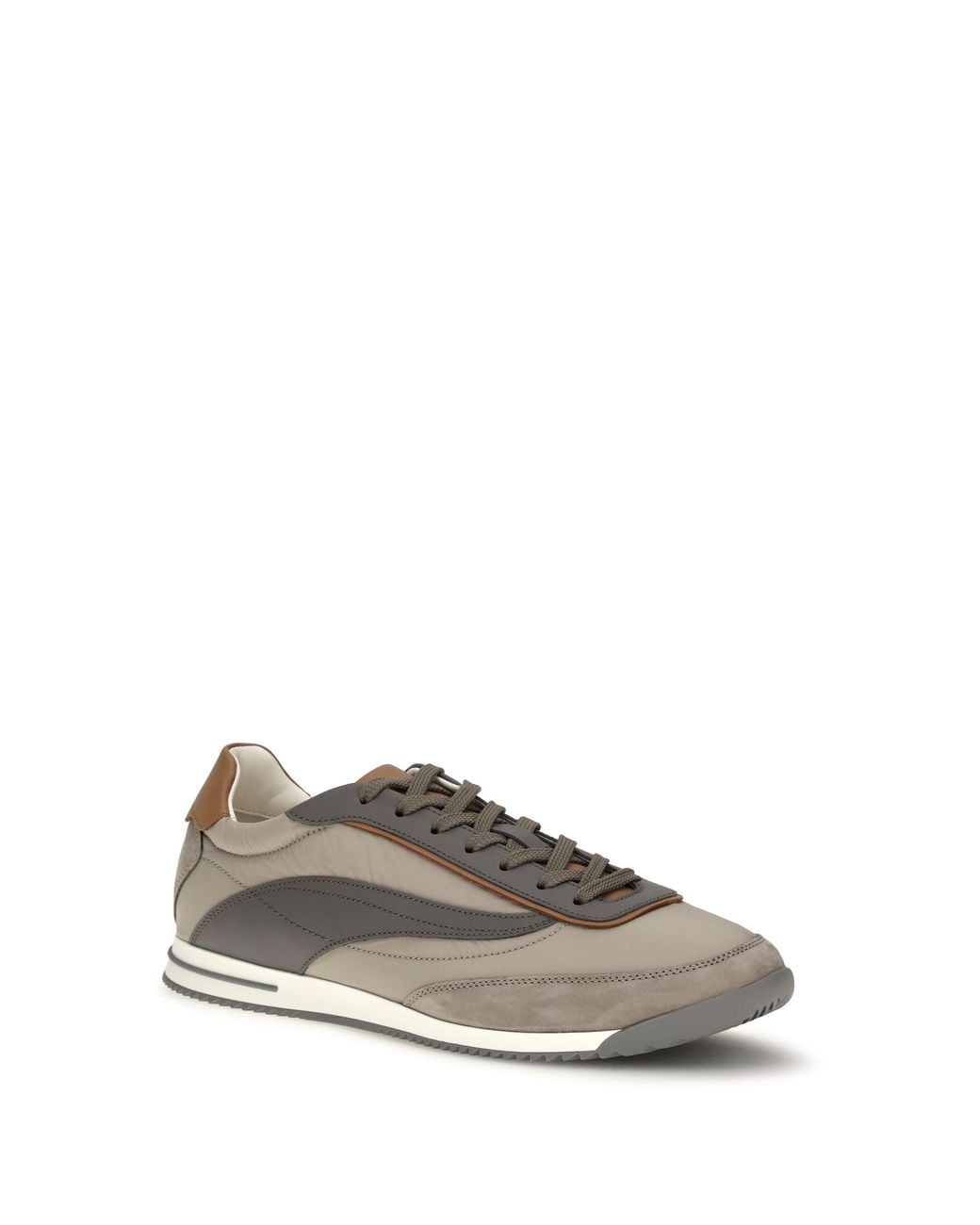 Brunello Cucinelli White Lace-Up Suede Sneakers for men
