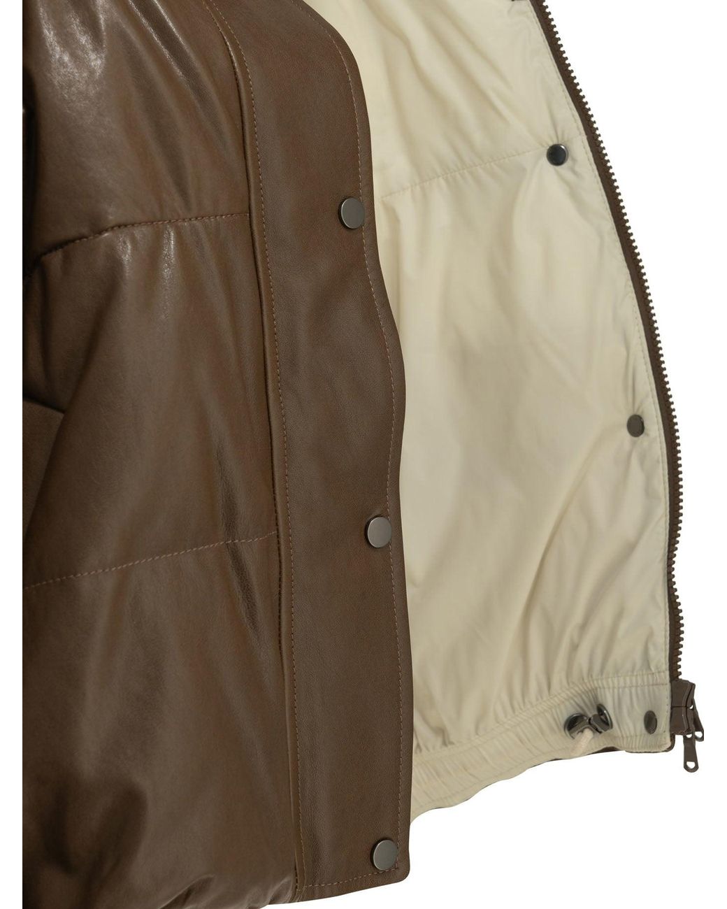 Brunello Cucinelli Brown Padded Shearling Jacket