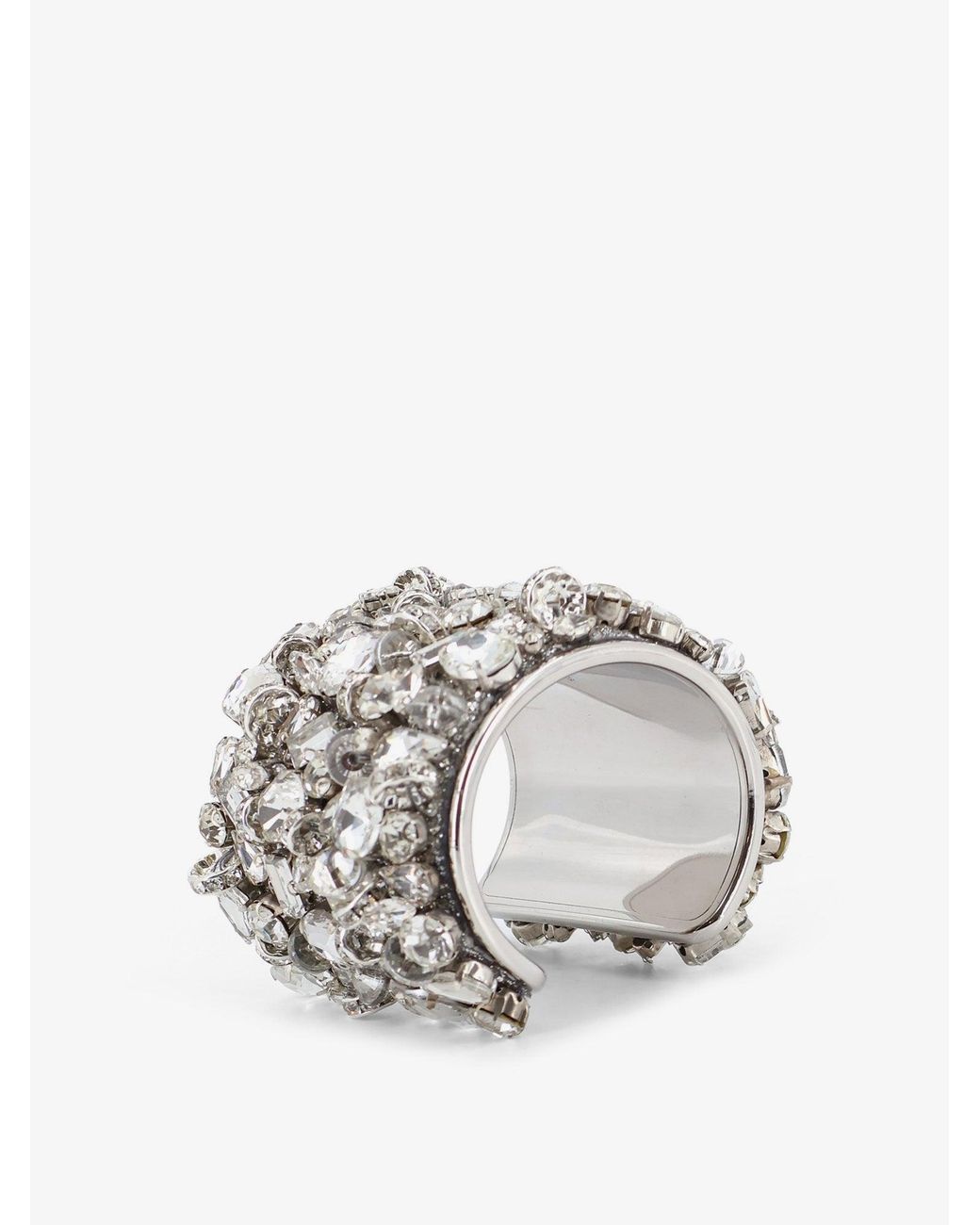 Dries Van Noten White Brass Bracelet With Crystals