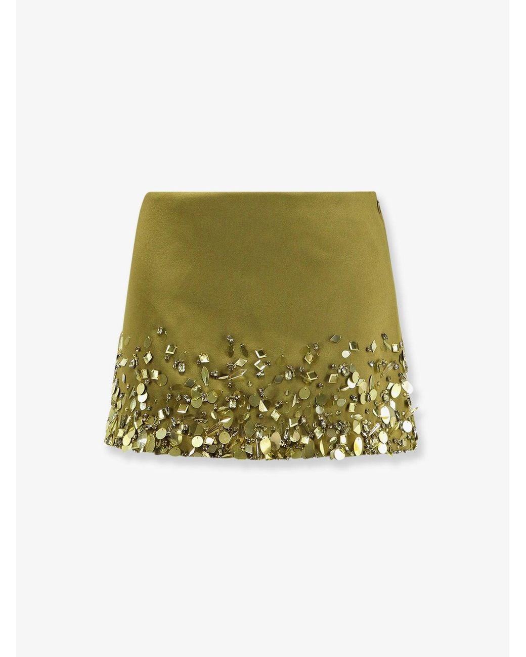retroféte Green Mini Skirt With Sequins And Rhinestones
