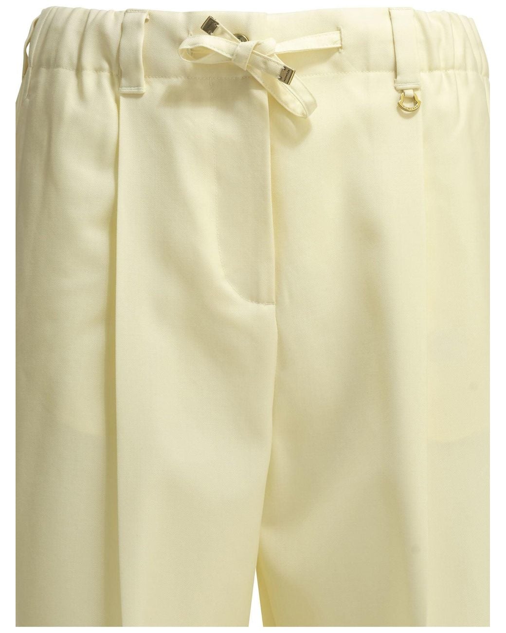 Moncler Yellow Casual Pants Made Of Virgin Wool