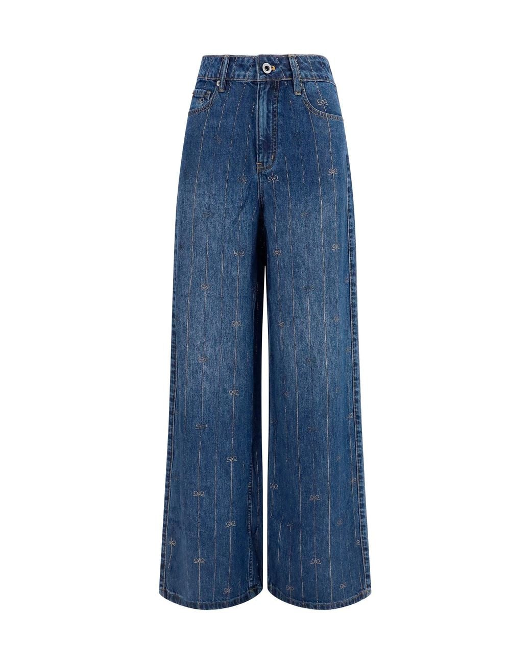 Self-Portrait Blue Crystal-Striped Jeans