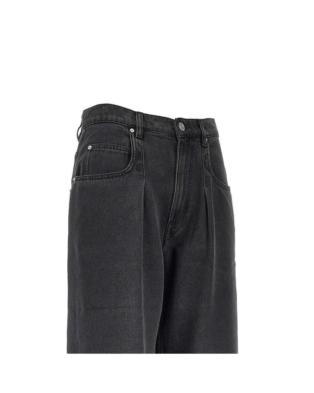Isabel Marant Black Wide-Leg Denim Pants