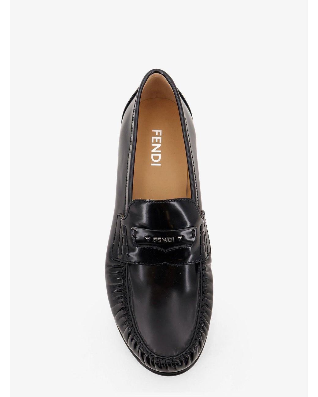 Fendi White Leather Scrunch Loafers for men