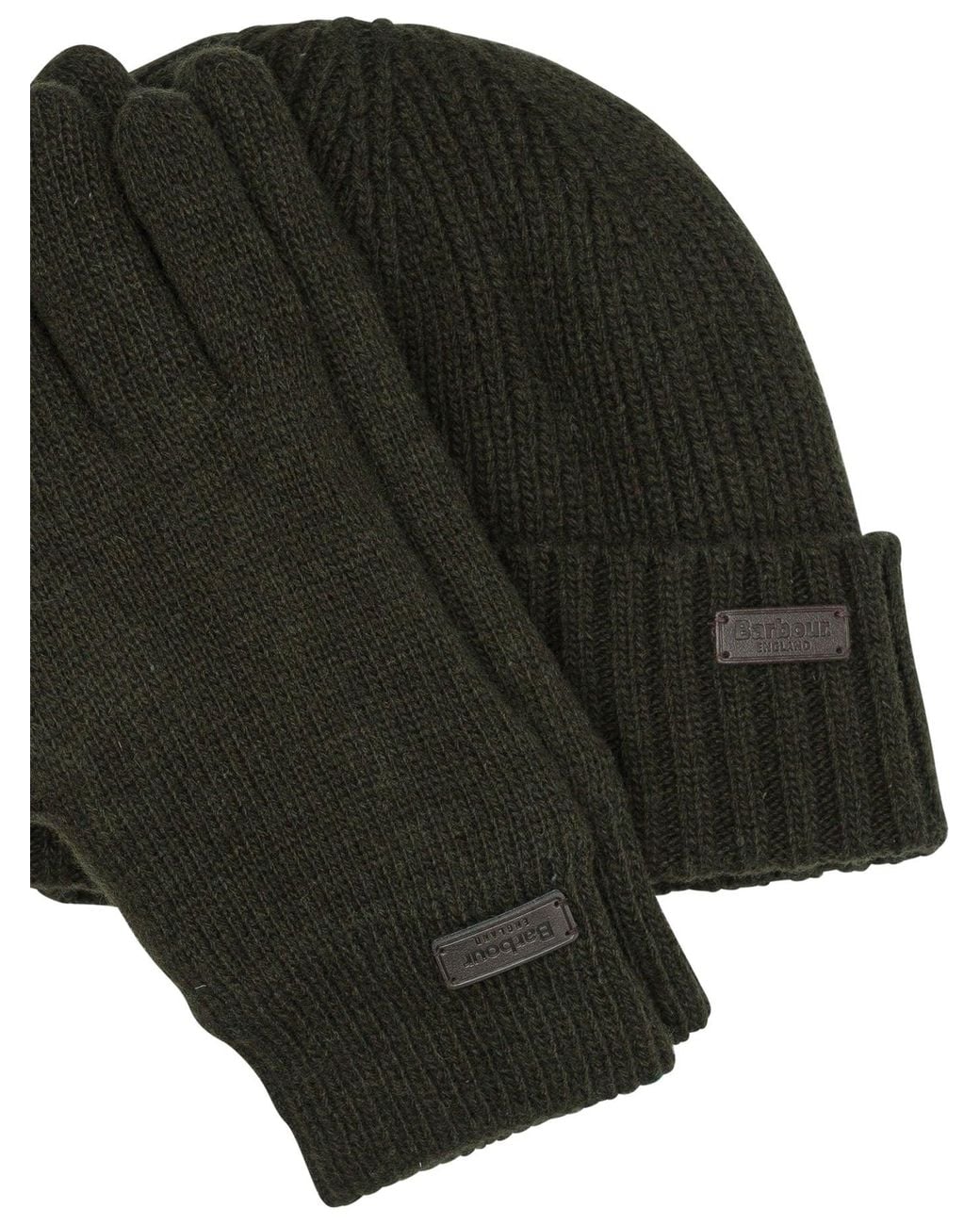 Barbour Black Carlton Beanie And Gloves Set