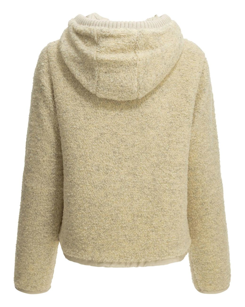 Moncler Natural Teddy-Fabric Zip-Up Hoodie