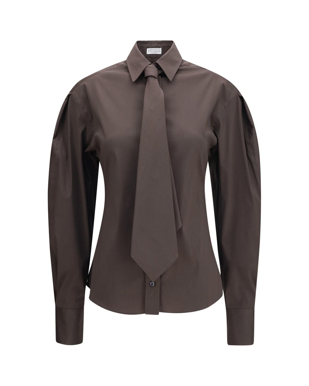 Brunello Cucinelli Gray Cotton Blend Shirt With Tie