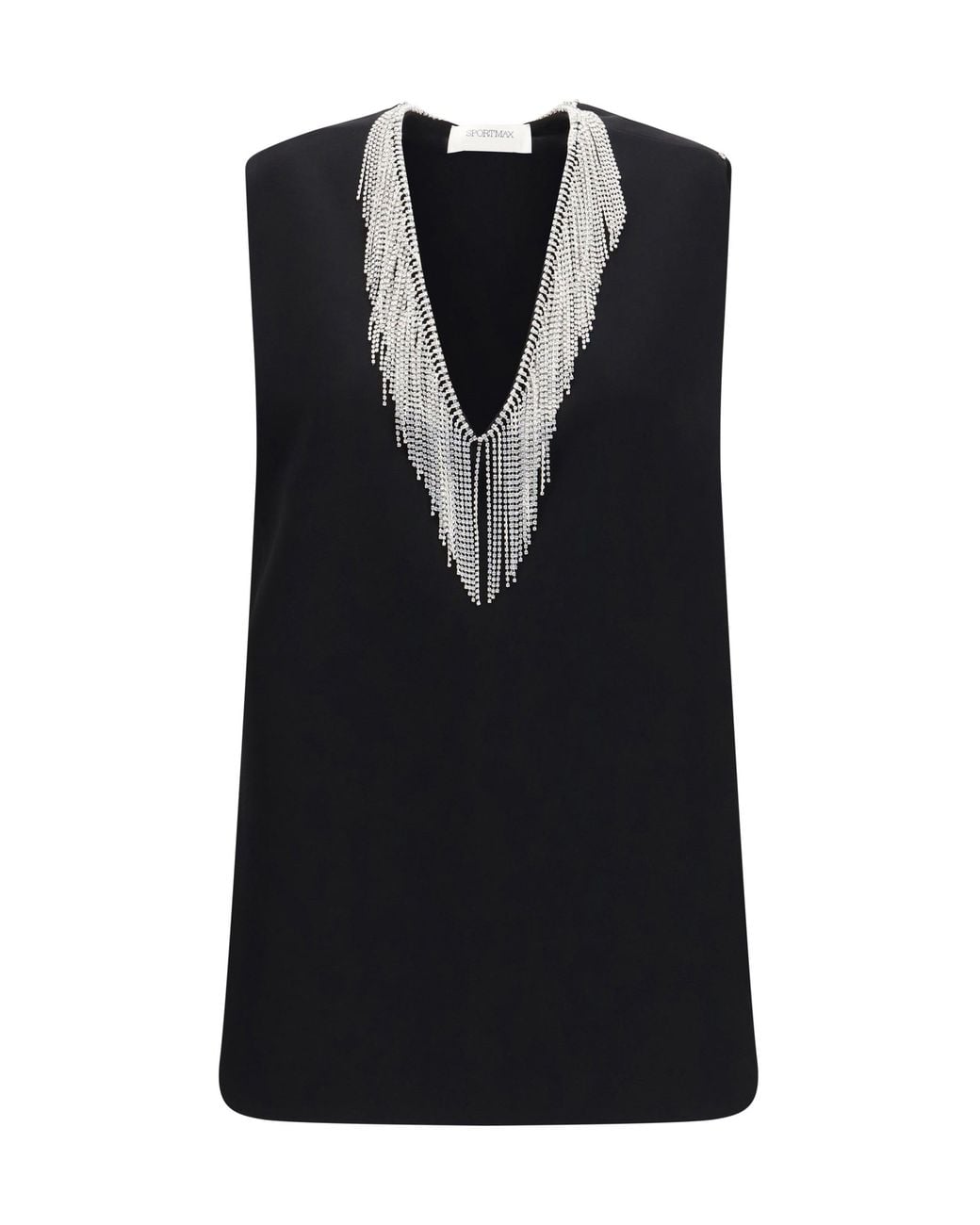 Max Mara Black Faglia V-Neck Top Nero