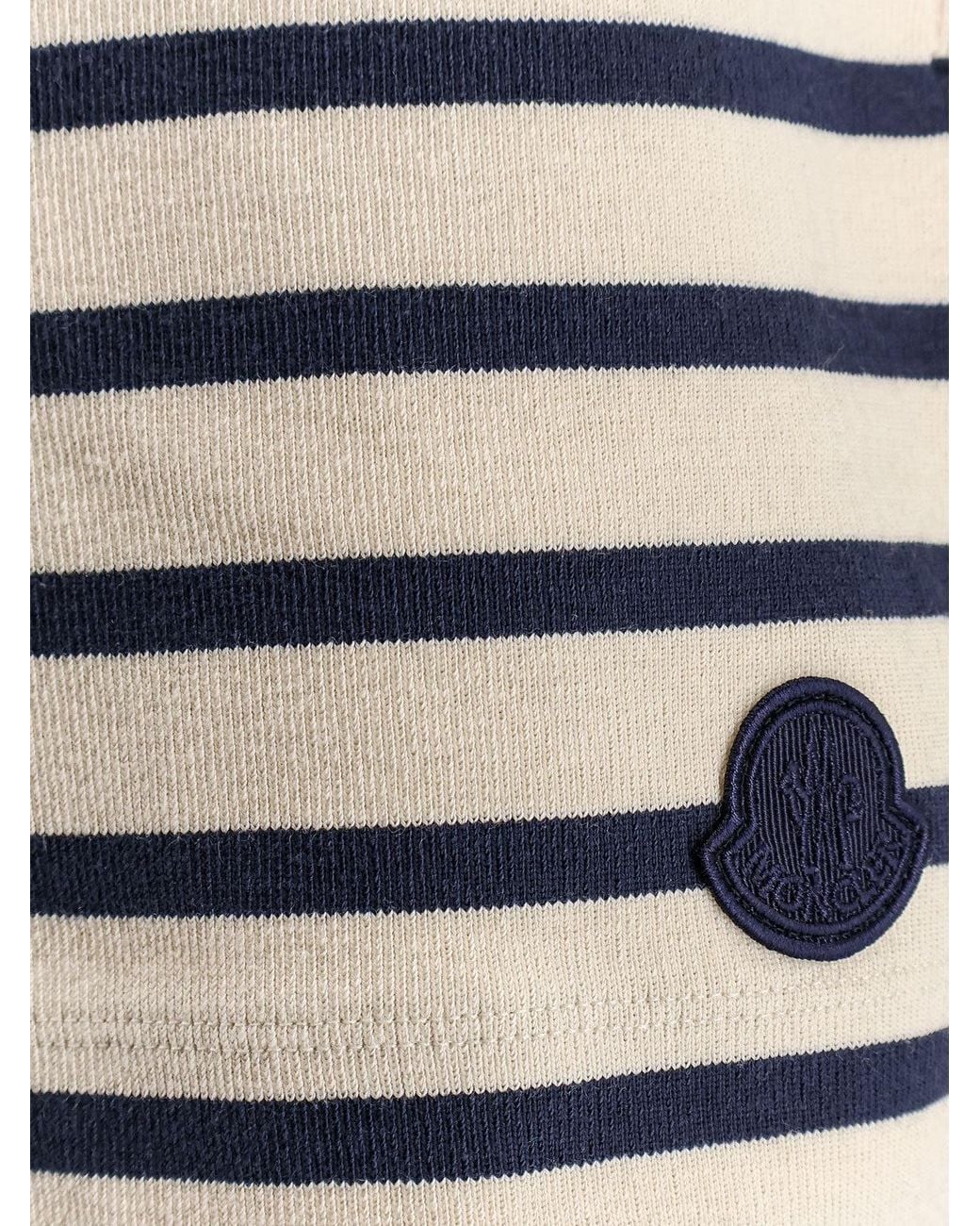 Moncler Blue Cotton Shorts With Striped Pattern
