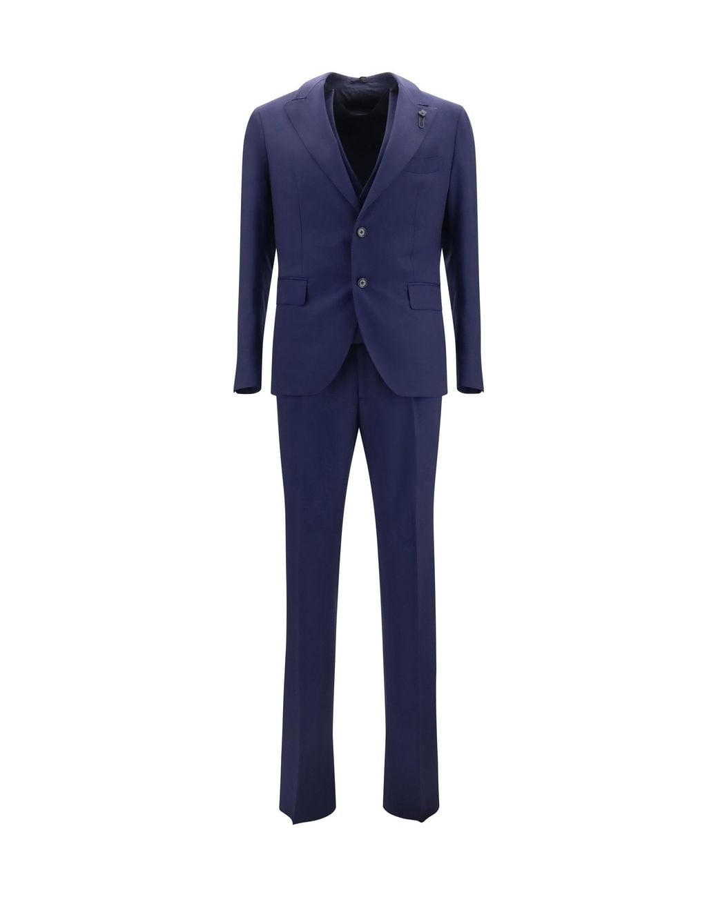 Lardini Blue Wool Suit Double-Breasted Jacket Vest for men