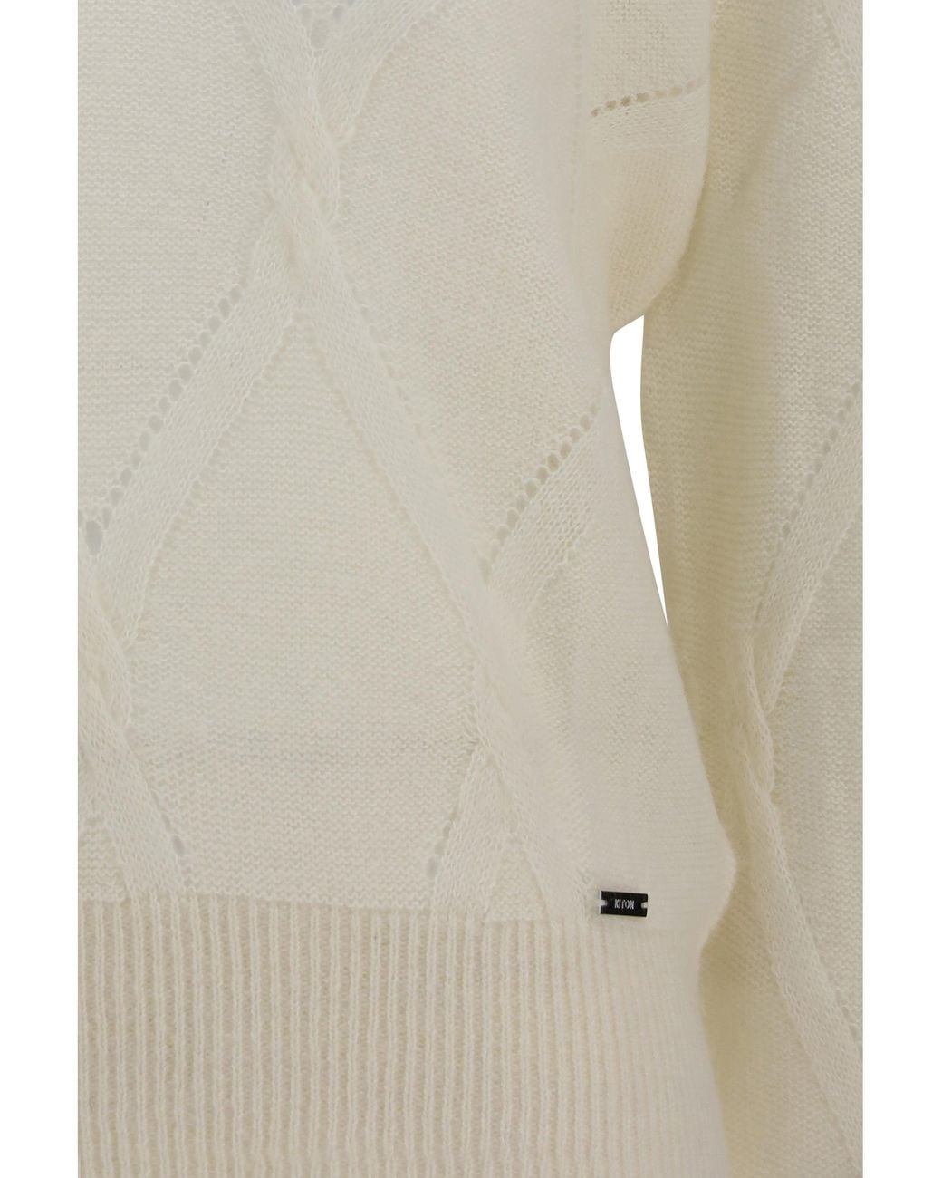 Kiton White V Neck Sweater Panna
