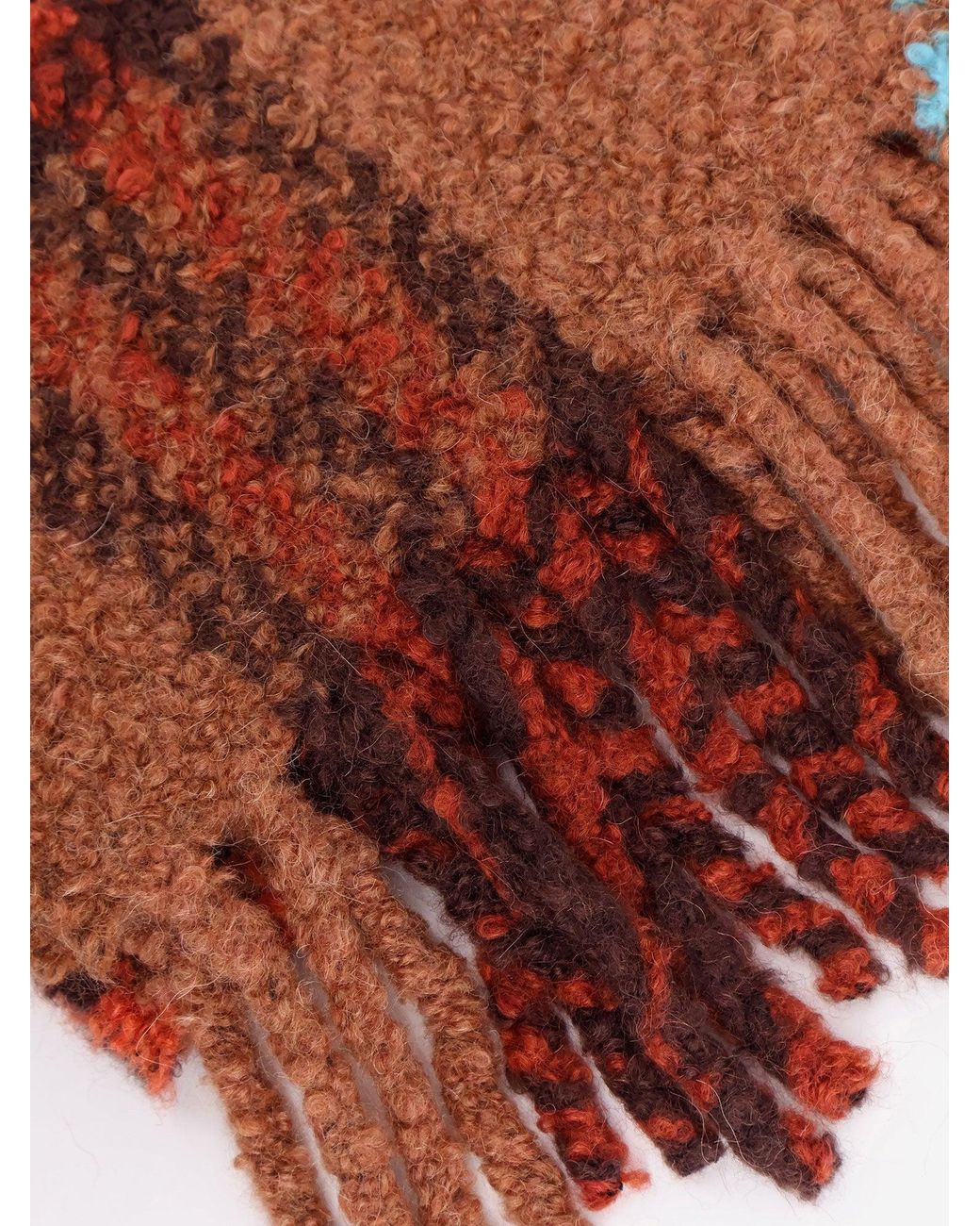 Burberry Brown Wool Blend And Alpaca Bouclé Scarf