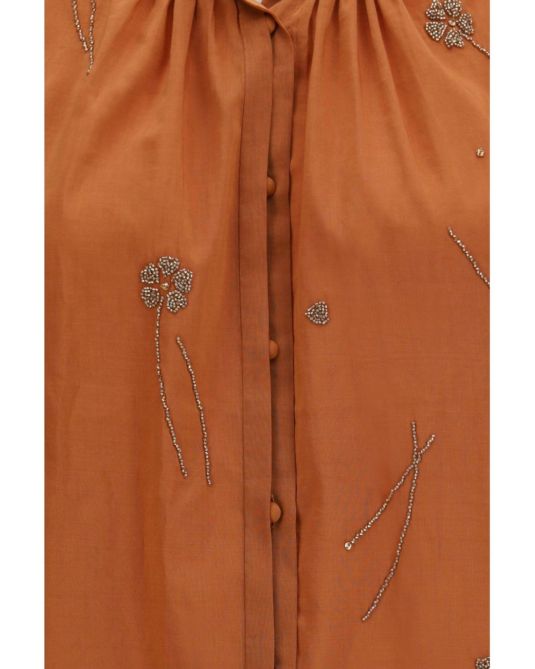 Forte_forte Brown Forte_Forte Fleurs D'Orient Embroidered Voile Bohemian Shirt