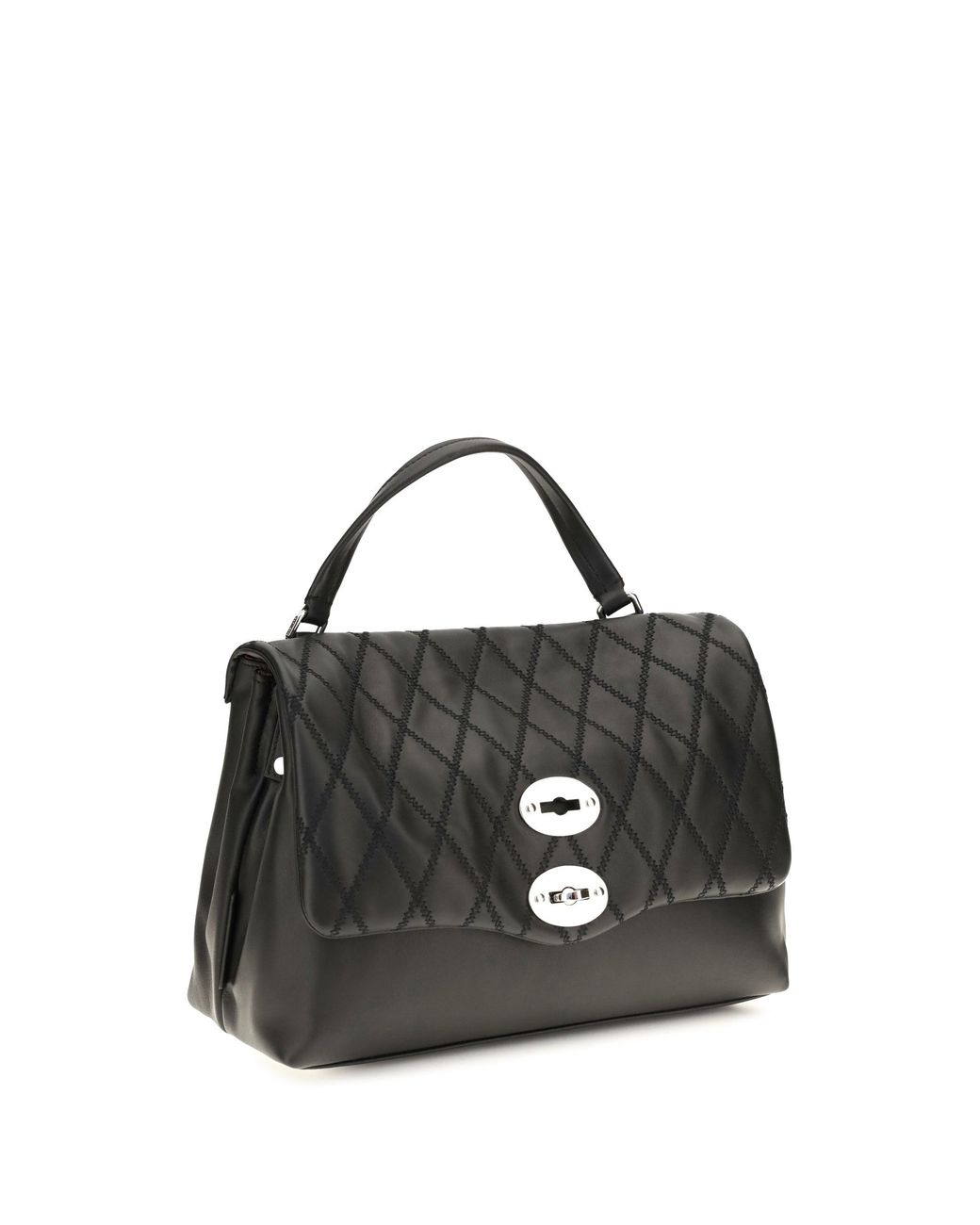 Zanellato Black Postina Tramè Leather Top Handle Bag