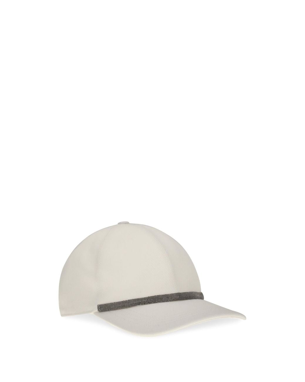 Brunello Cucinelli White Baseball Cap With Monili Embellishment