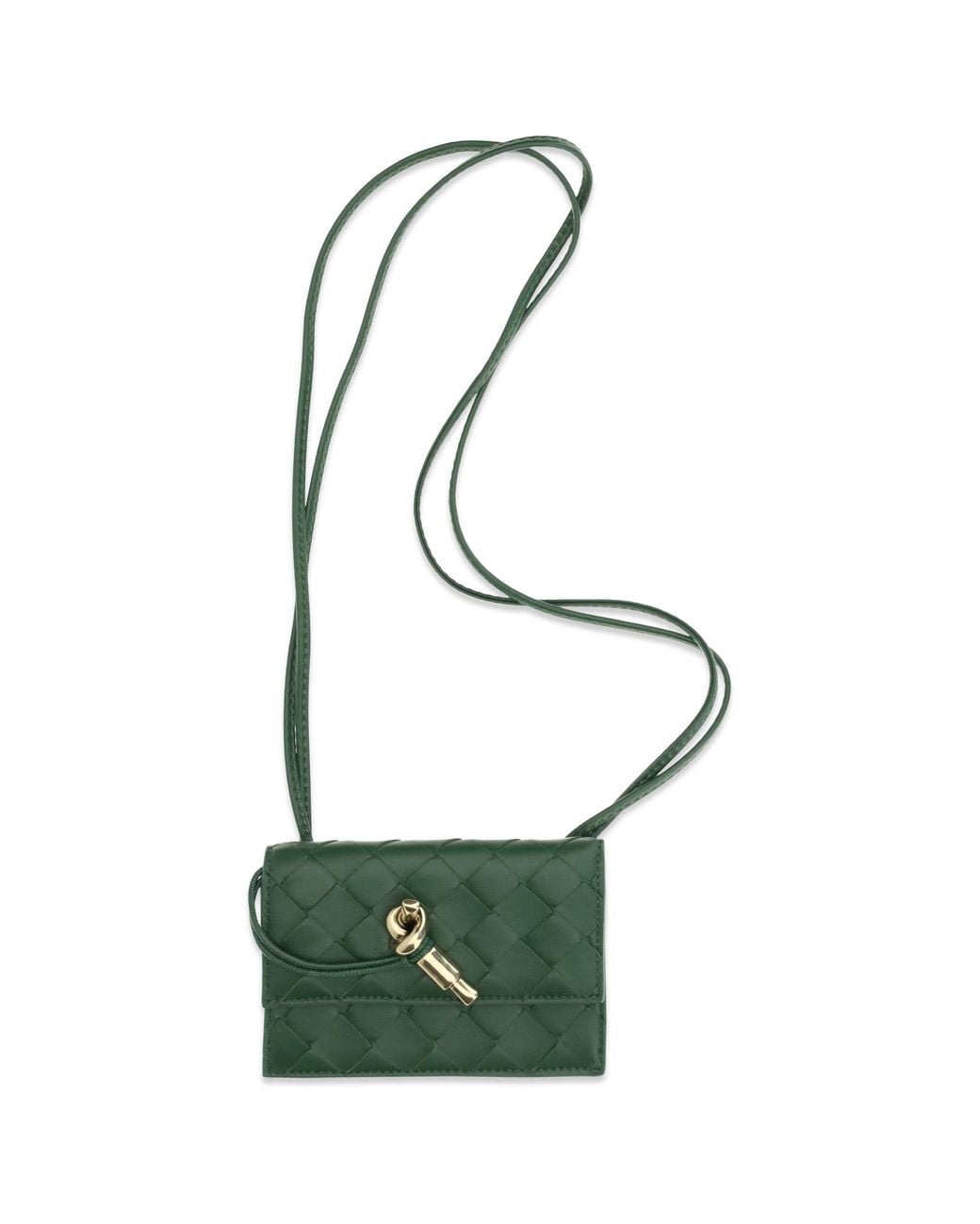 Bottega Veneta Green Andiamo Badge Holder Basil-Muse Brass