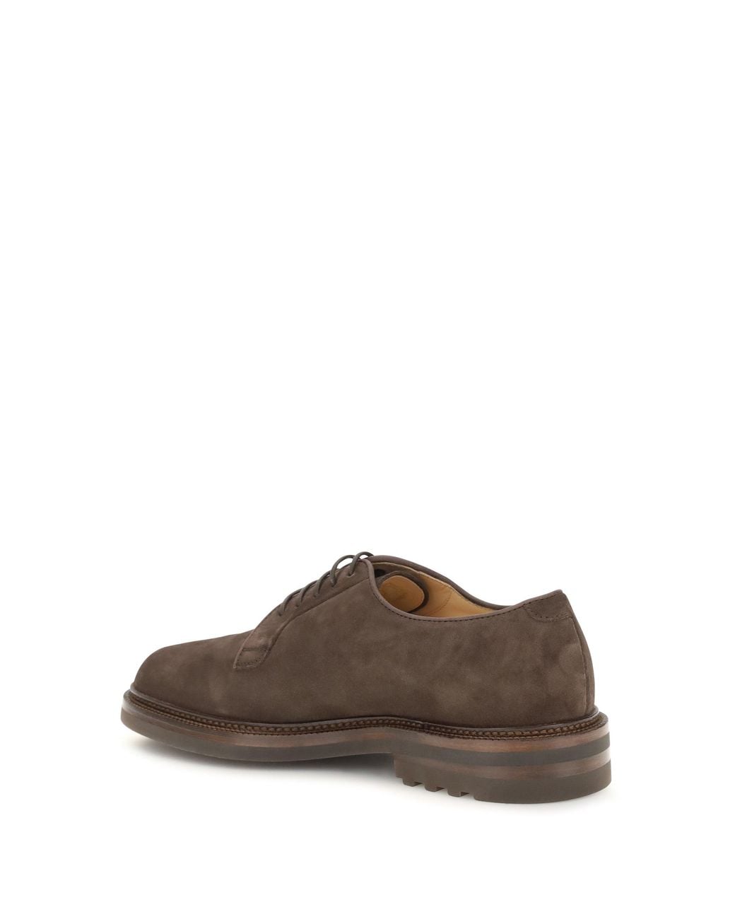Brunello Cucinelli Brown Suede Lace-Up Shoes Moka for men