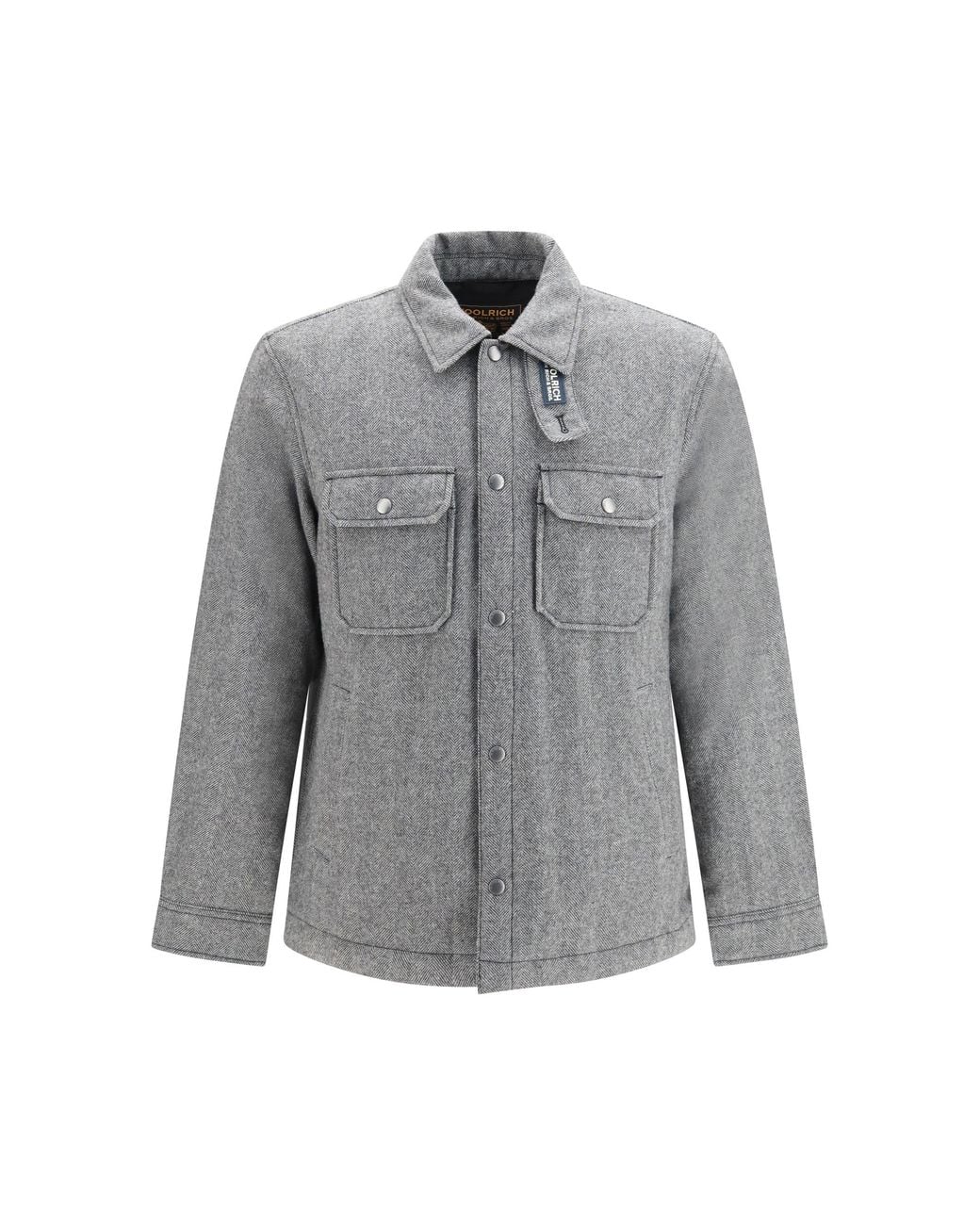 Woolrich Gray Alaskan Check Jacket Herringbone for men