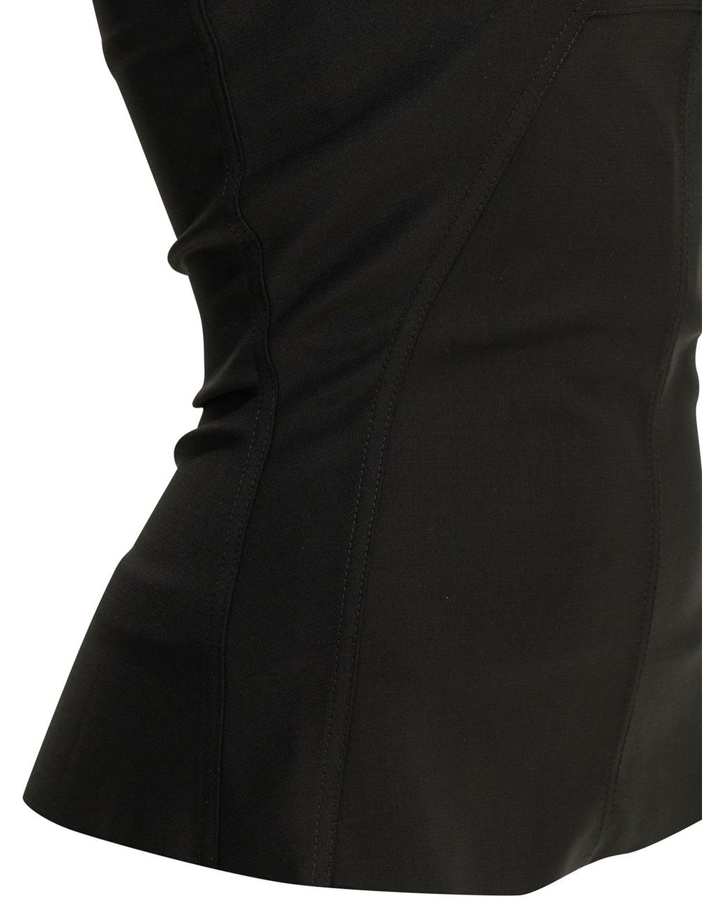 Rick Owens Black Wool Crepe Bustier Top