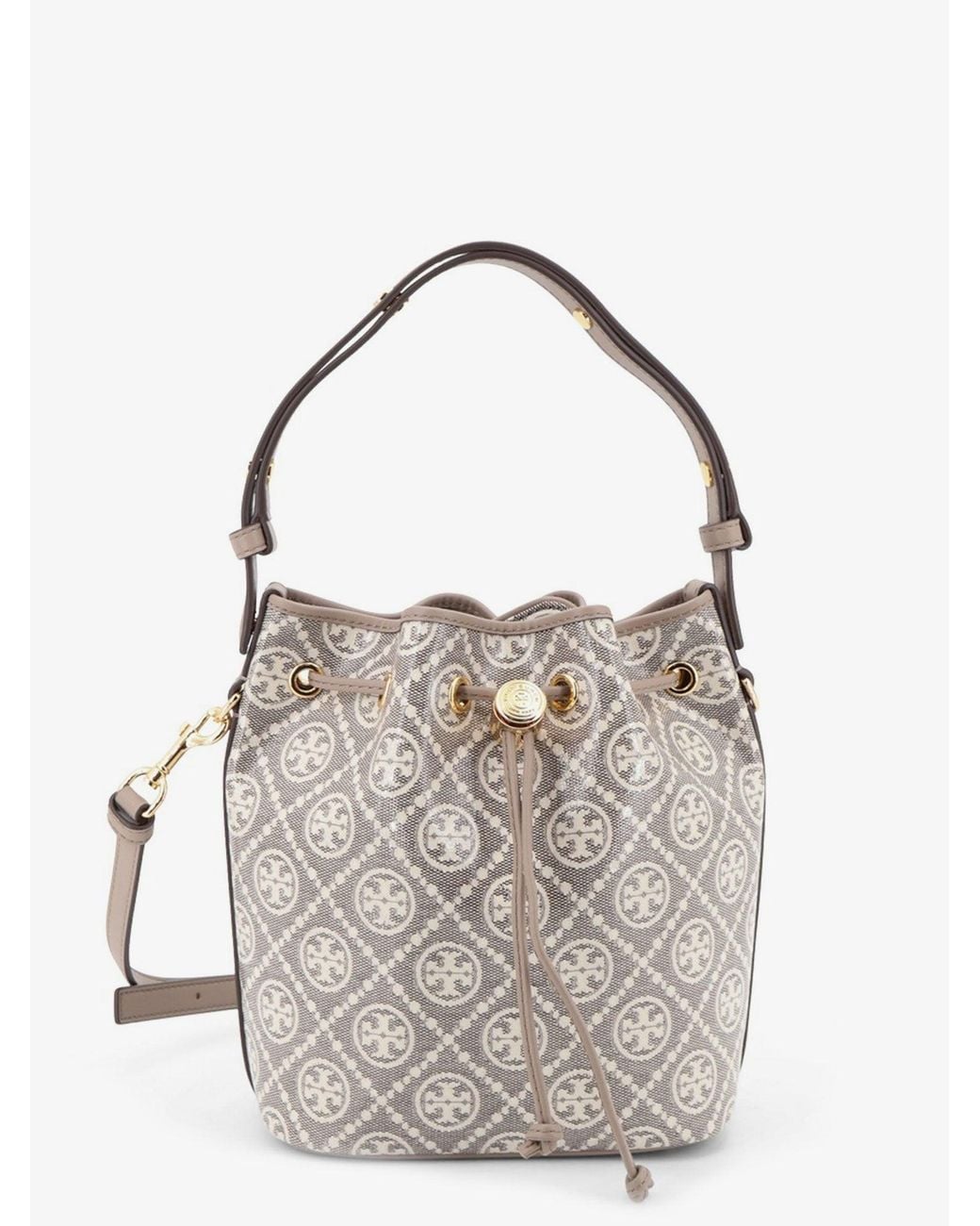 Tory Burch White Bucket Bag T Monogram Coated Canvas