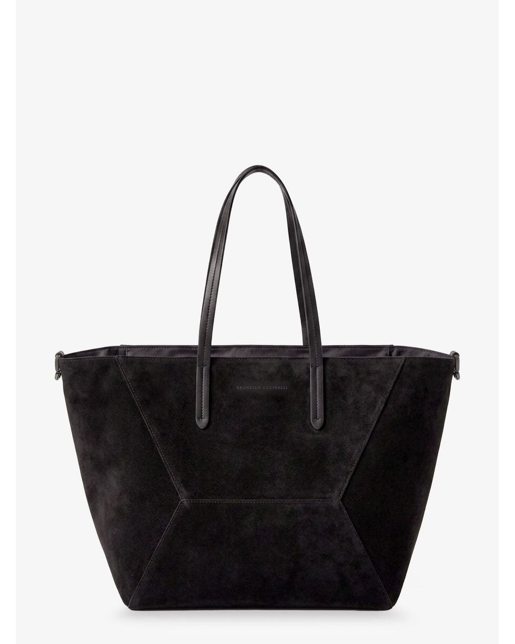Brunello Cucinelli Black Bc Duo Suede Shoulder Bag With Engraved Logo
