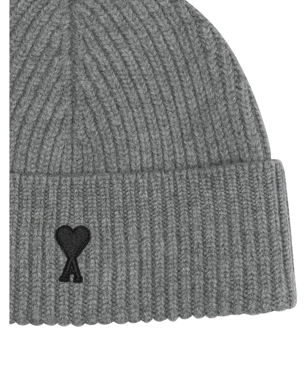 AMI Gray Ami De Coeur Beanie for men