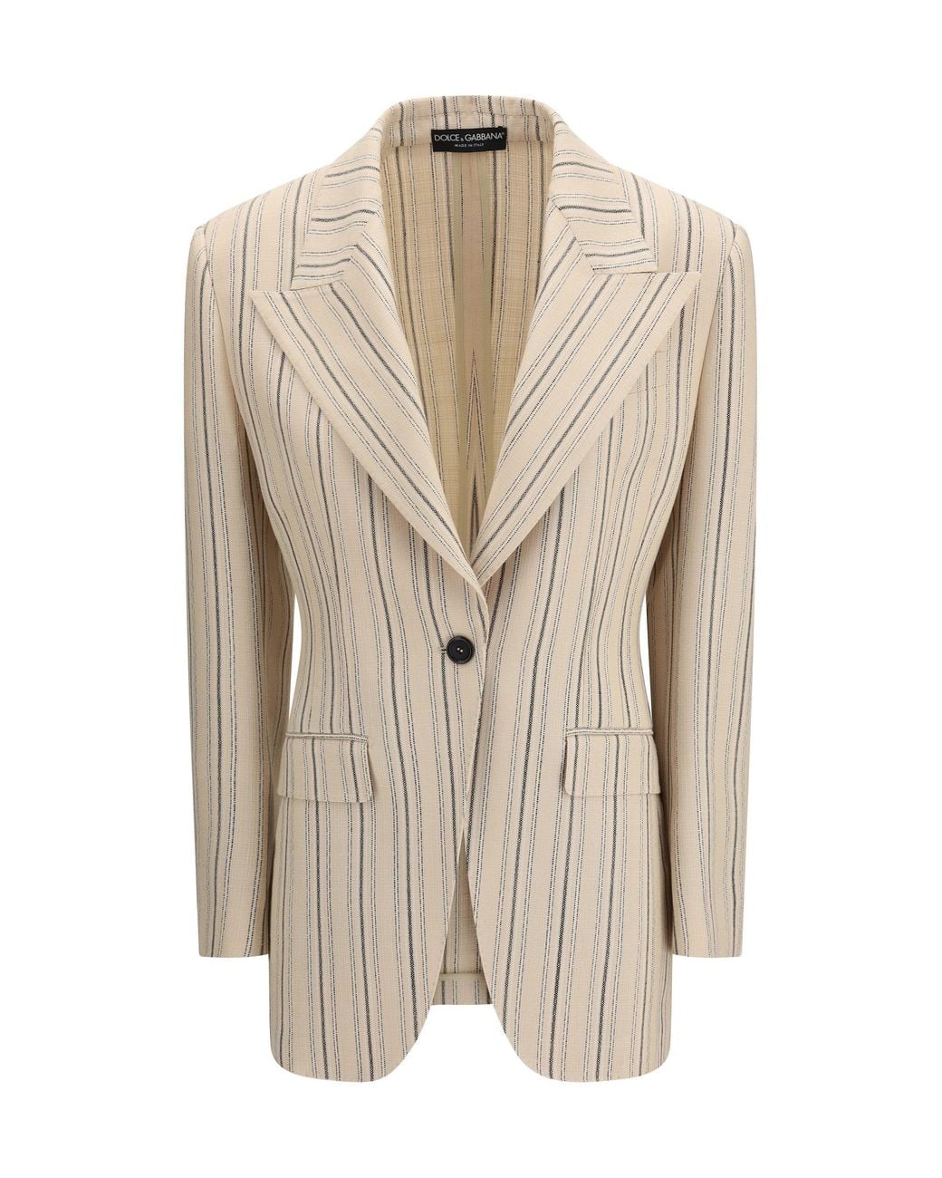 Dolce & Gabbana Natural Dolce & Gabbana Single-Breasted Regimental Pinstripe Jacket