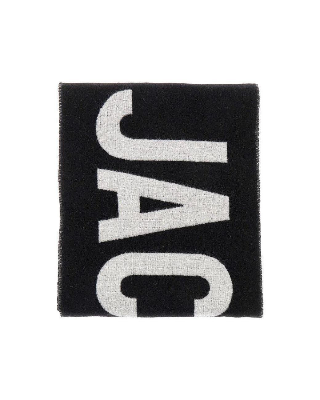 World Class Fashion Black Jacquemus Jacquard Logo Wool Scarf for men