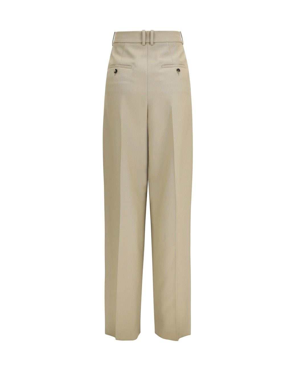 Saint Laurent Natural Tailored Wool And Silk Canvas Pants
