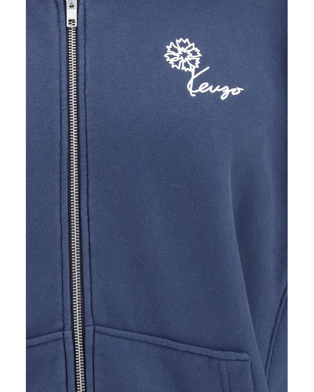 KENZO Blue Tulip Zip Hoodie for men