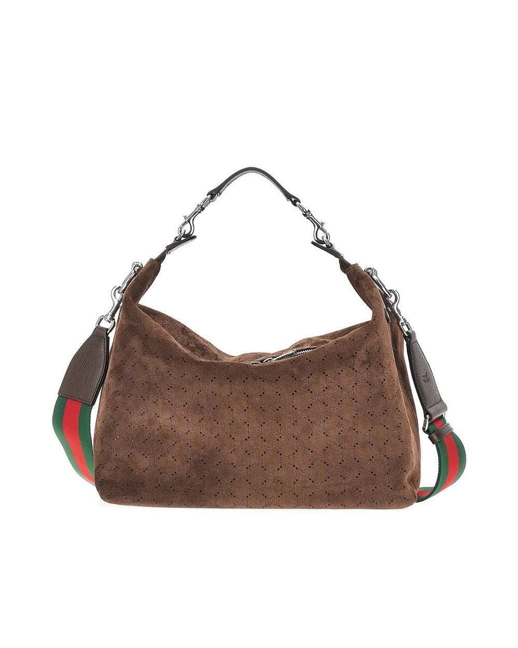 Gucci Brown Brera Openworked Suede Bag for men
